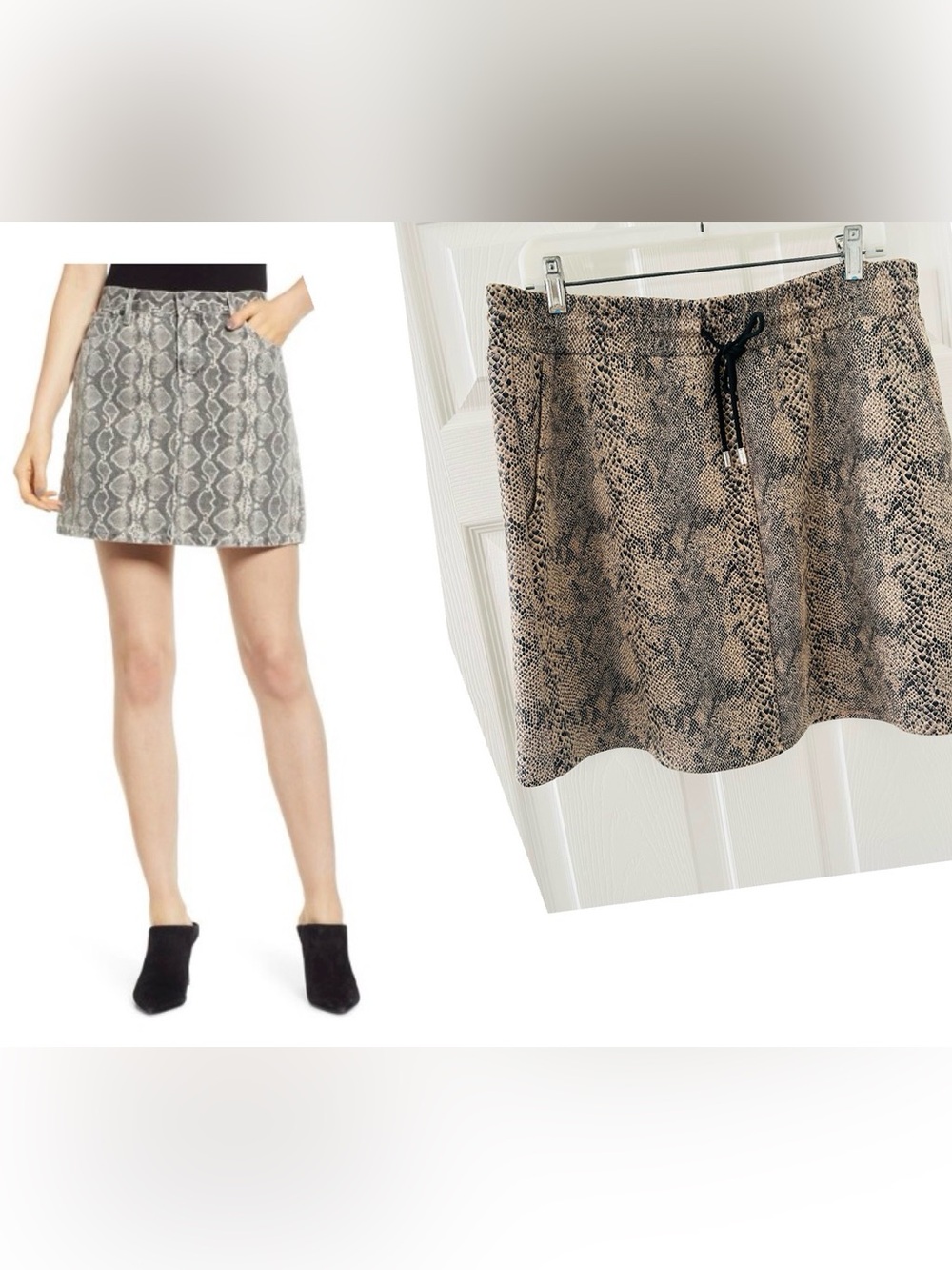 Snakeskin Print Skirt w/Elastic Waist and Black Tie by A Beautiful Soul